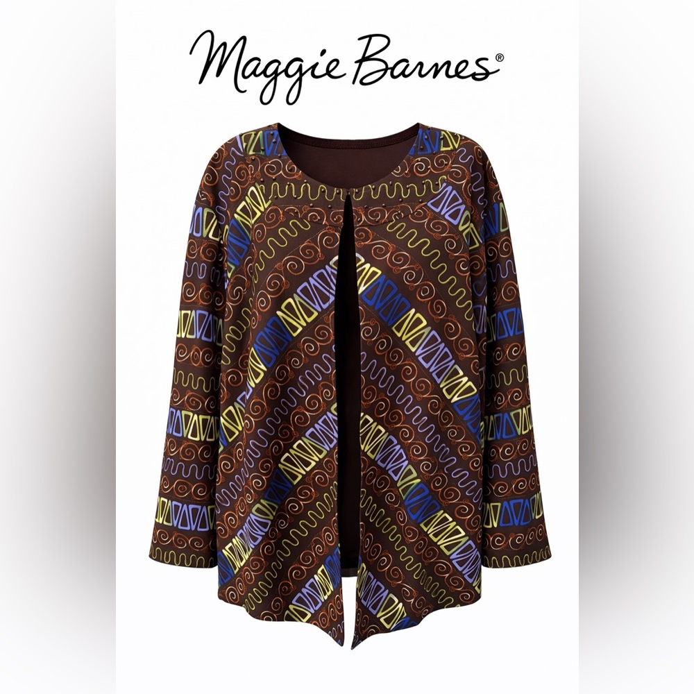 🧥 Maggie Barnes Multi-Color Open-Front Jacket / Topper